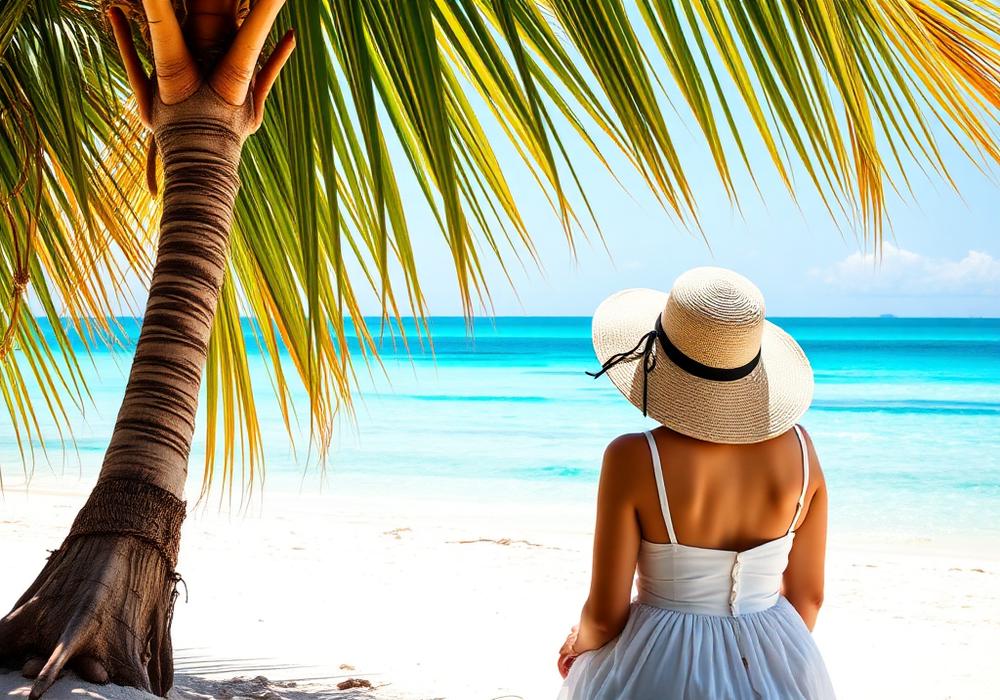 Traveler relaxing on a tropical beach